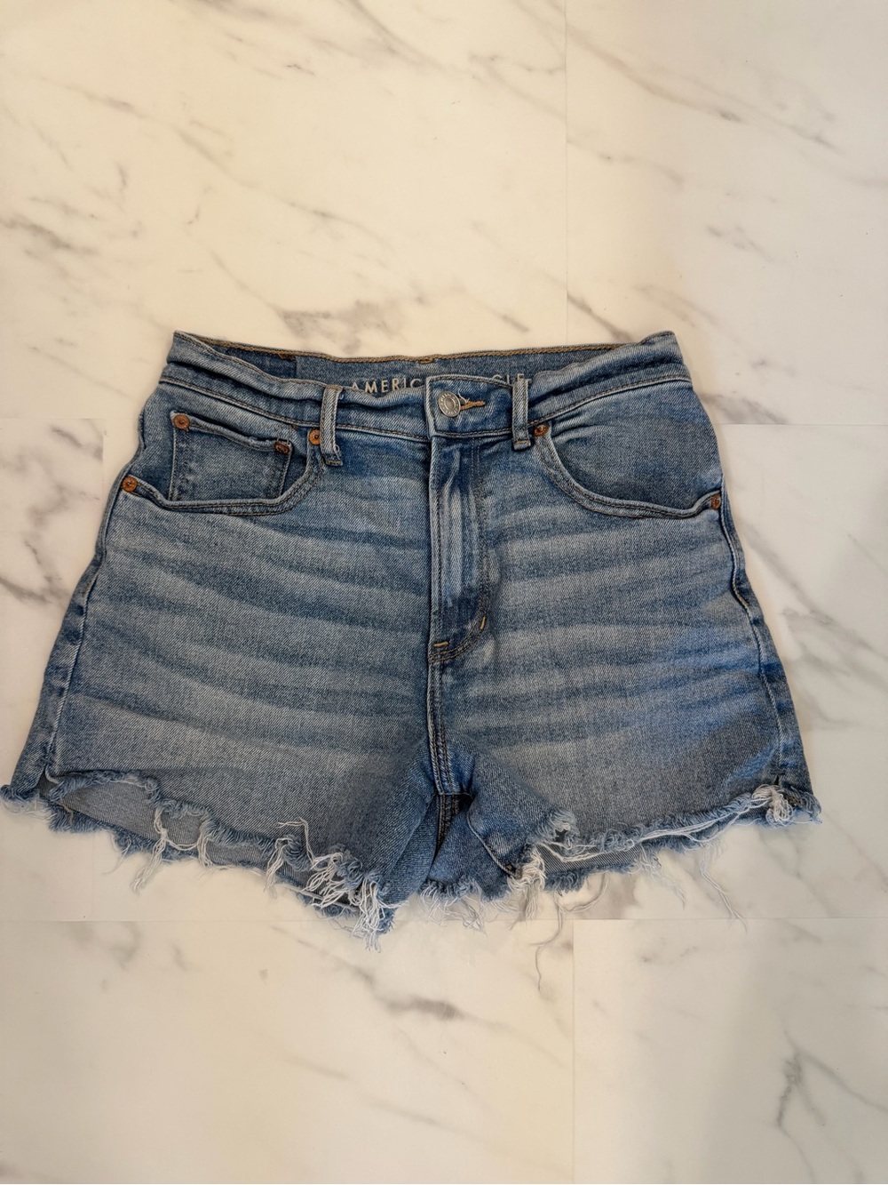 American Eagle Outfitters Light Blue Distressed Denim Shorts